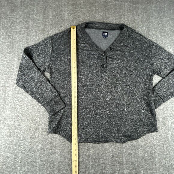 Gap Marled Henley V-Neck Shirt Womens Sz Medium Gray Long Sleeve Button Top - Picture 7 of 9